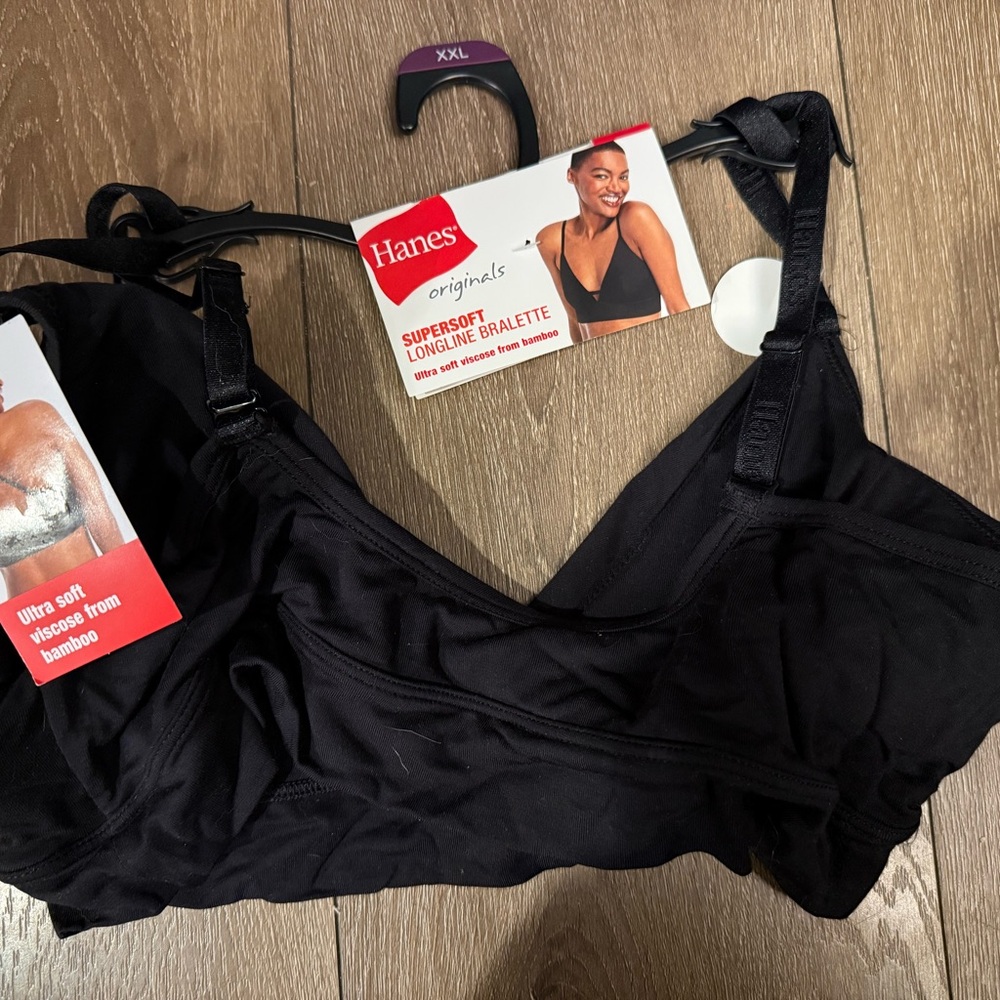 Hanes Women's Black Longline Bralette